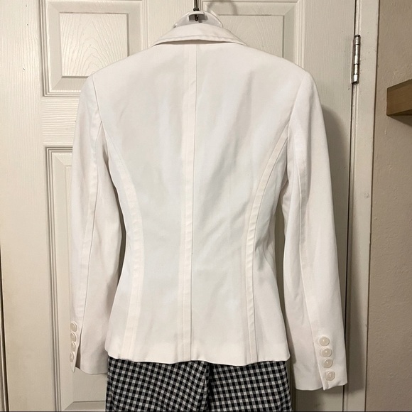 Focus 2000 White Three Button Lined Long Sleeve Blazer Jacket Sz 2P - Picture 3 of 8